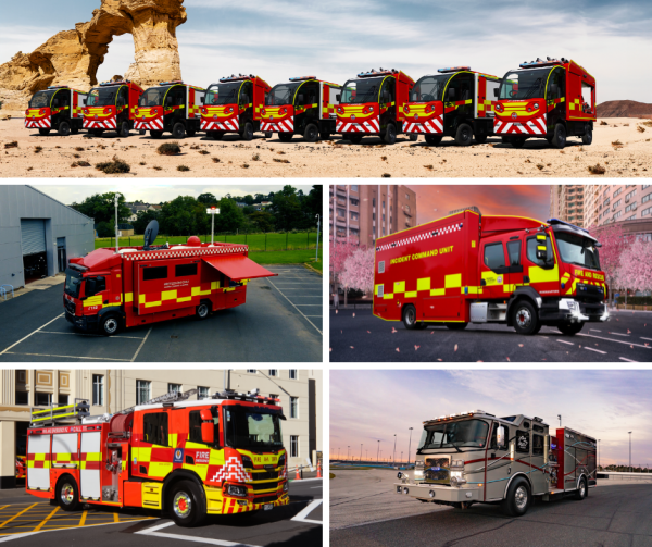 emergency one fire appliances, fully electric fire appliances, zero emissions, fire trucks
